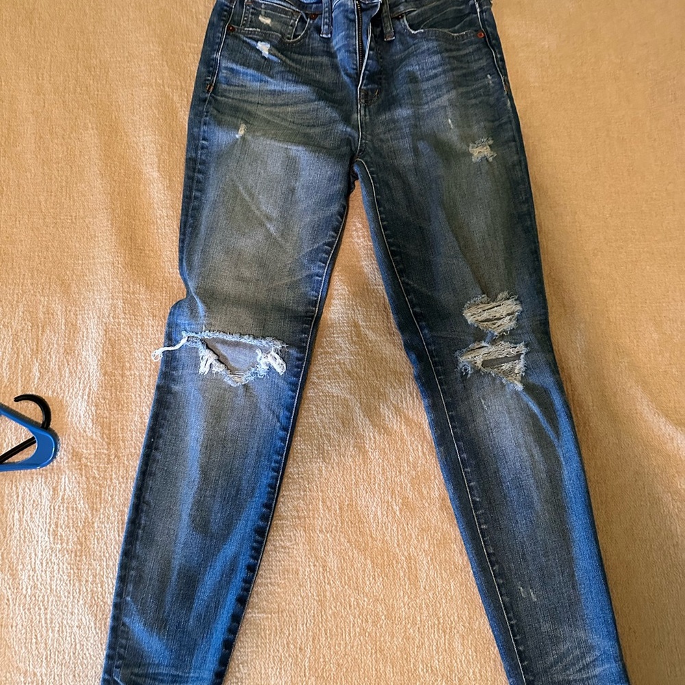 SHEIN Blue Skinny Jeans with Distressed Details